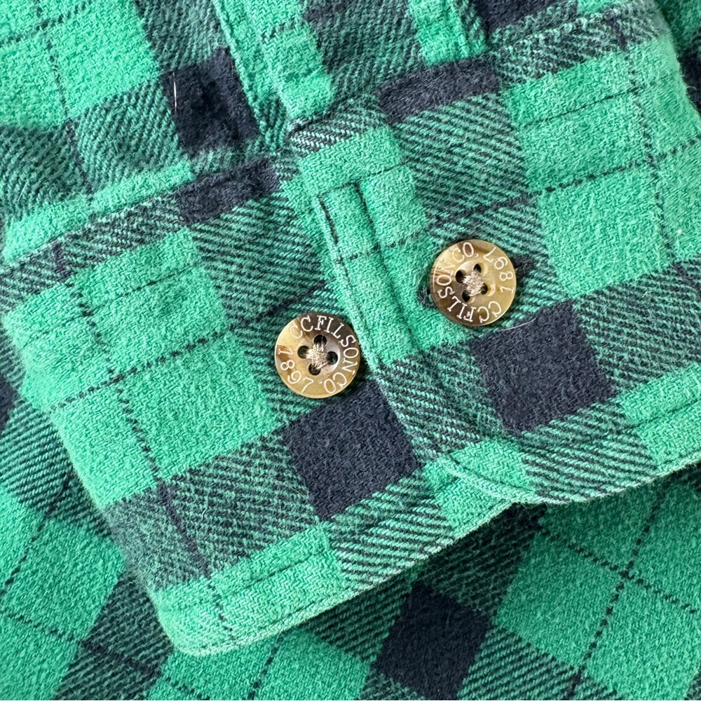 CC Filson 850 Shirt X-Large  Green Plaid Flannel Heavy Cotton Fishing Guide - Picture 6 of 10